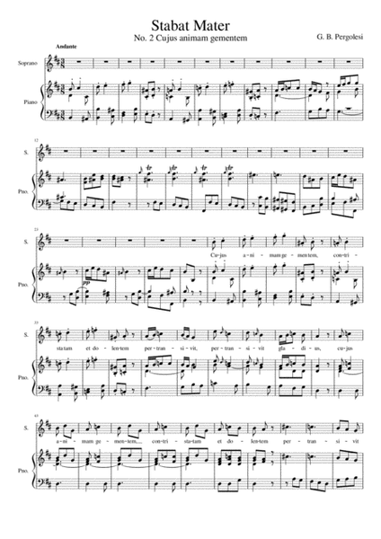 Stabat Mater No.2 Cujus animam gementum D Major Piano Vocal