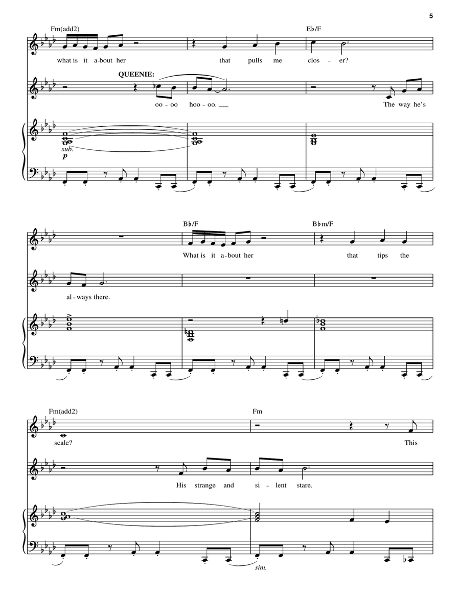 What Is It About Her? What Is It About Her? Piano, Vocal, Guitar scores gallery preview page 5