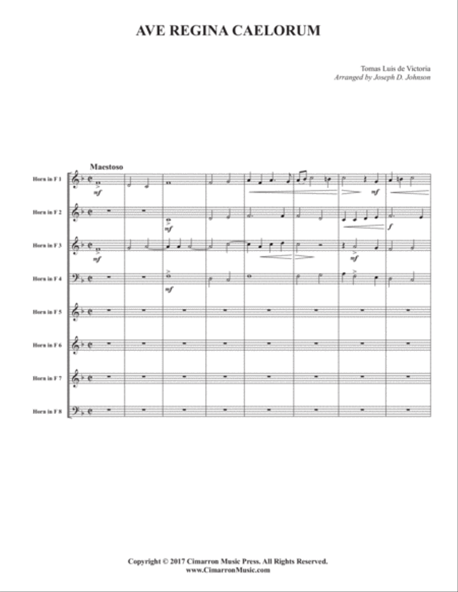 Ave regina caelorum Horn scores gallery preview page 2