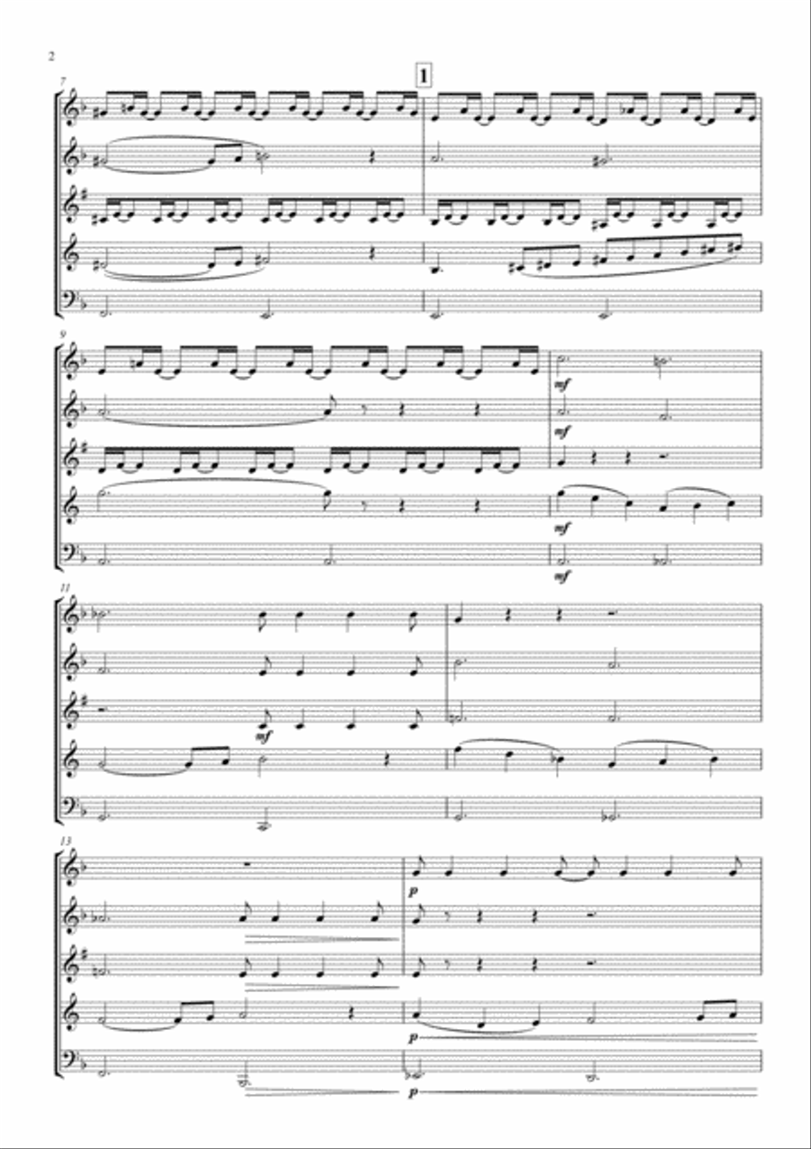 Saint-Saëns: Le Carnaval des Animaux - XIII Le Cygne (The Swan) - wind quintet Woodwind Quintet scores gallery preview page 2