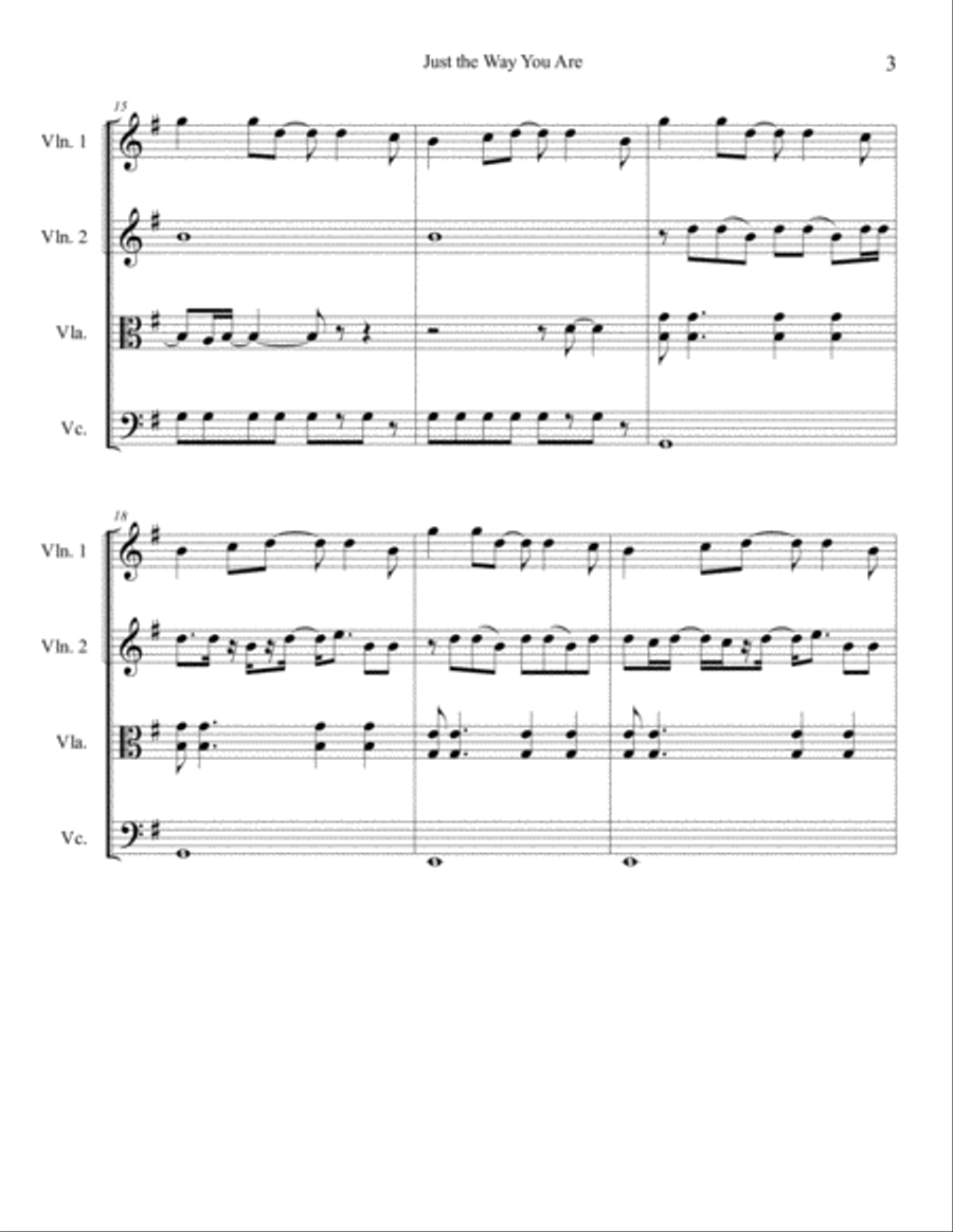 Just The Way You Are String Quartet scores gallery preview page 3