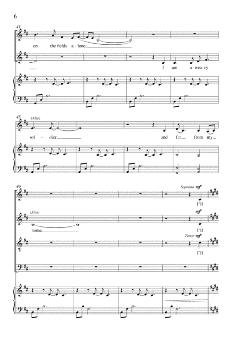 I Am a Weary Soldier 4-Part scores gallery preview page 6