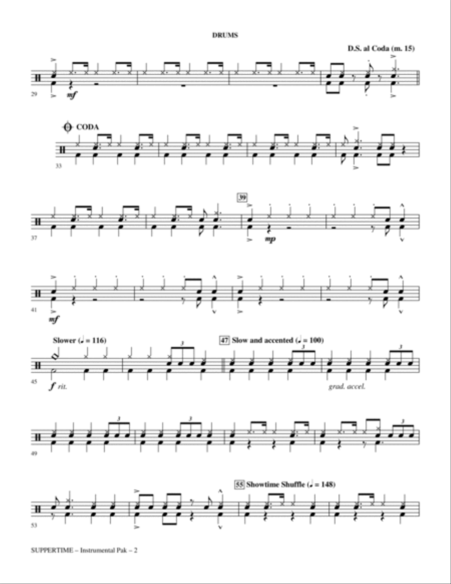Suppertime - Drums Choir scores gallery preview page 2