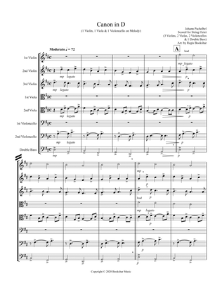 Canon in D (Pachelbel) (D) (String Octet - 3 Violin, 2 Viola, 2 Cello, 1 Bass) (1 Violin, 1 Viola, 1