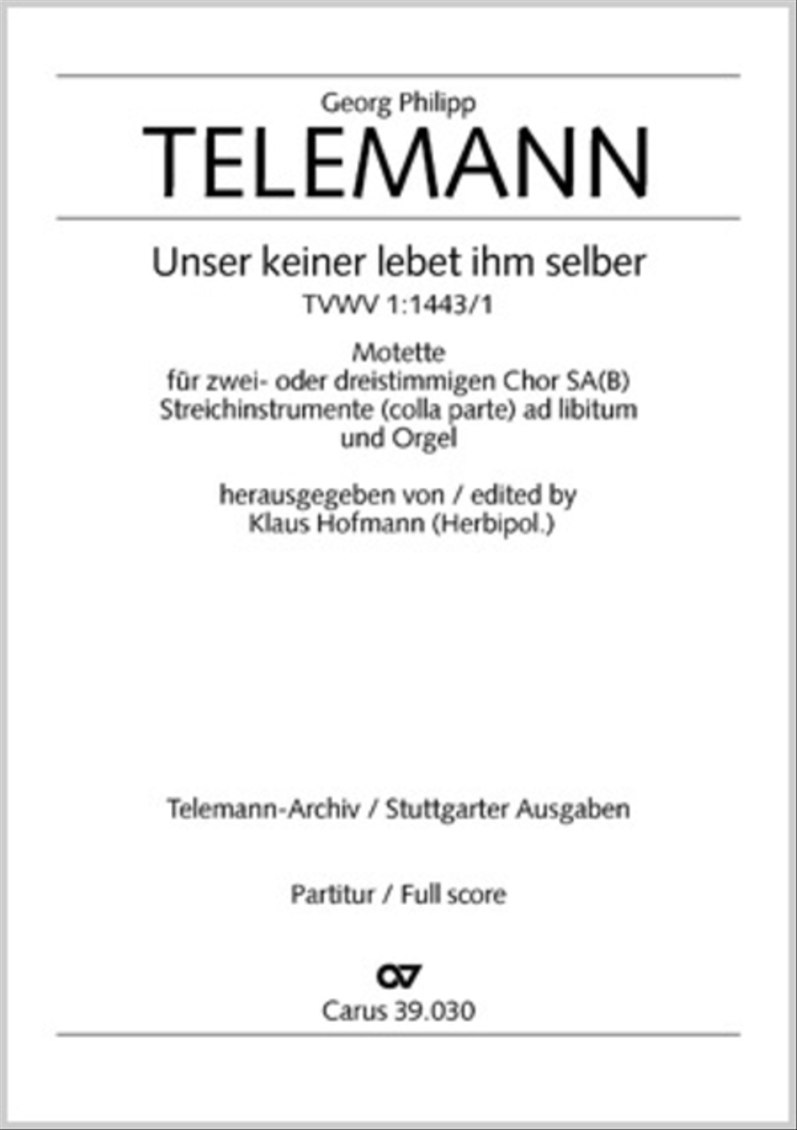 Among us lives for his own sake (Unser keiner lebt ihm selber) SA scores gallery preview page 1