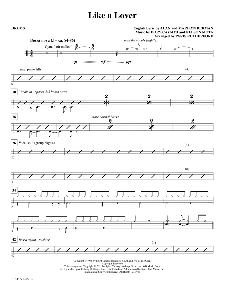 Like A Lover - Drums Like A Lover - Drums Choir scores gallery preview page 1