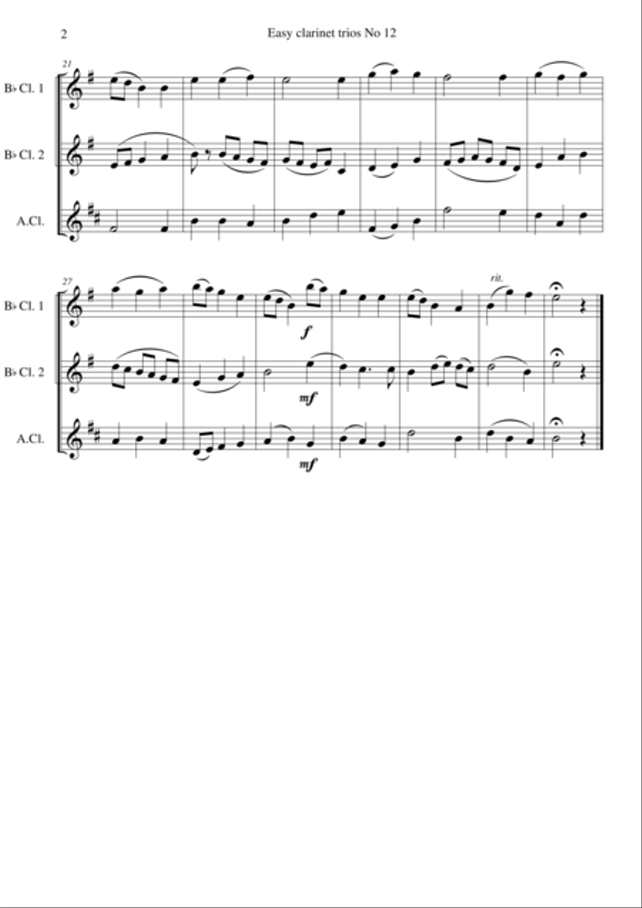 Spanish Ladies for clarinet trio (2 B flats and 1 Alto) Clarinet Trio scores gallery preview page 2
