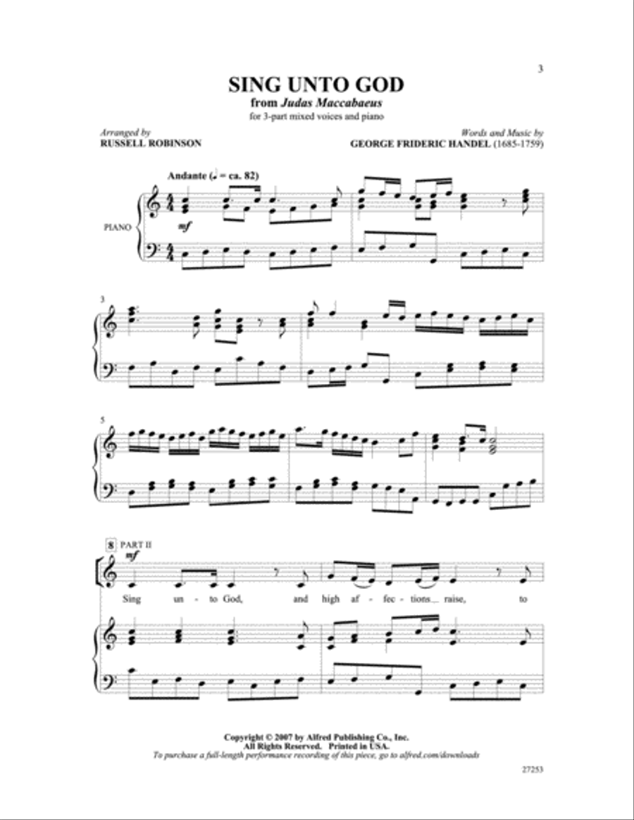 Sing Unto God Sing Unto God 3-Part scores gallery preview page 2