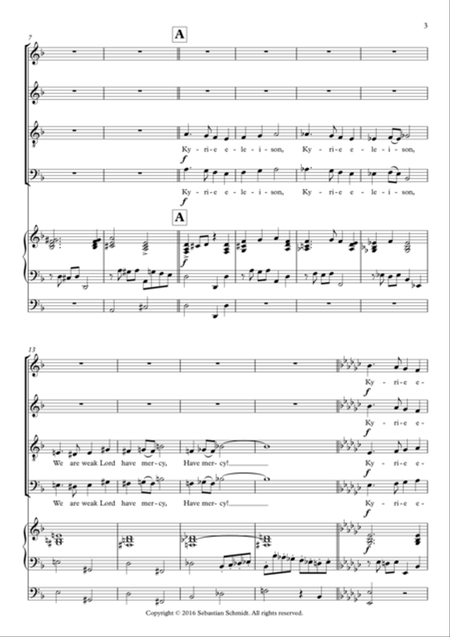 Mass, Op.2 - 'Kyrie' Mass, Op.2 - 'Kyrie' 4-Part scores gallery preview page 3