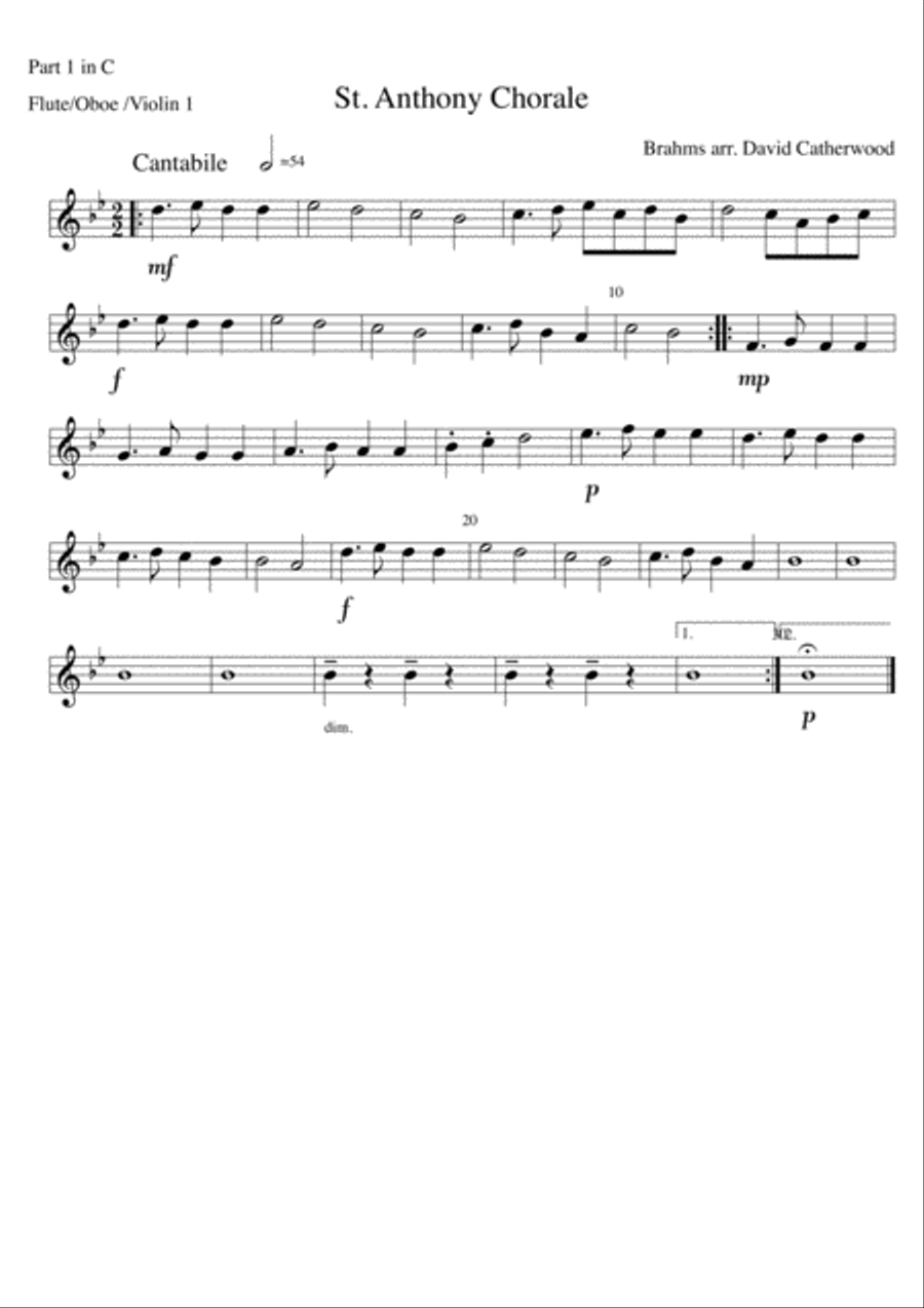 St. Anthony Chorale by Brahms arranged for Flexible ensemble by David Catherwood Concert Band scores gallery preview page 3