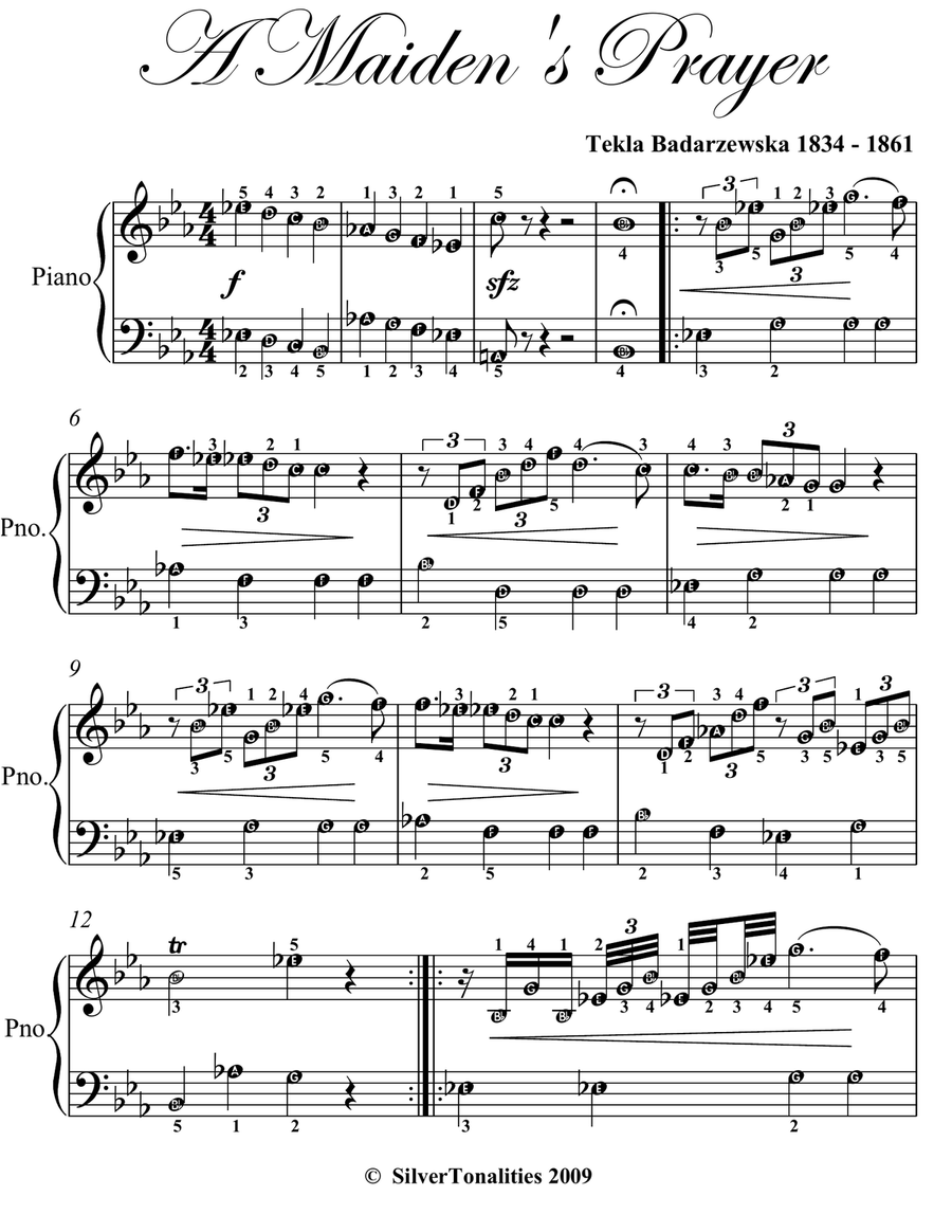 A Maiden's Prayer Elementary Piano Sheet Music A Maiden's Prayer Elementary Piano Sheet Music Easy Piano scores gallery preview page 2