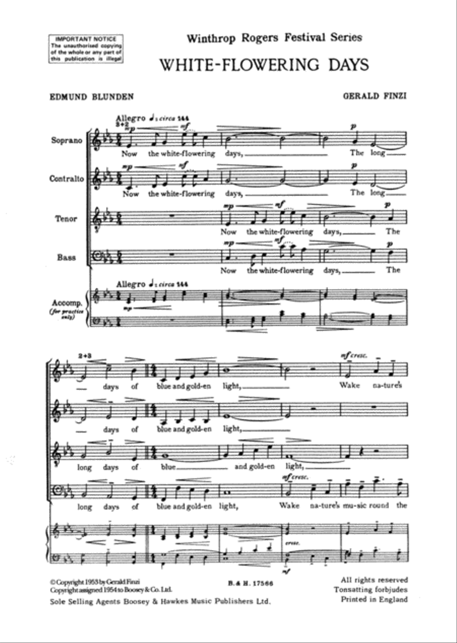 White-Flowering Days 4-Part scores gallery preview page 1