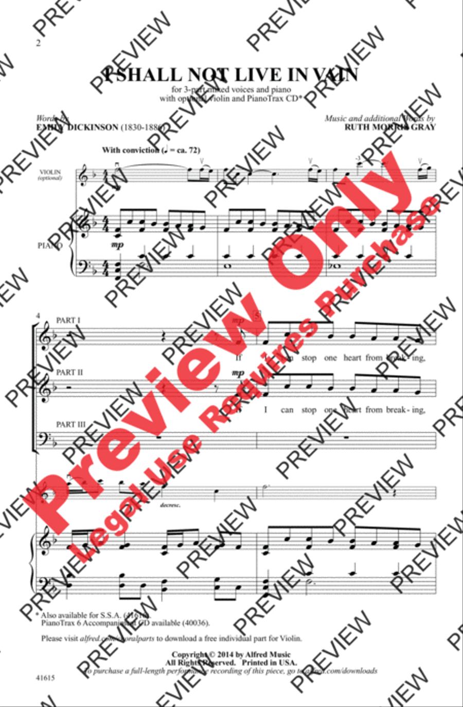 I Shall Not Live in Vain 3-Part scores gallery preview page 2
