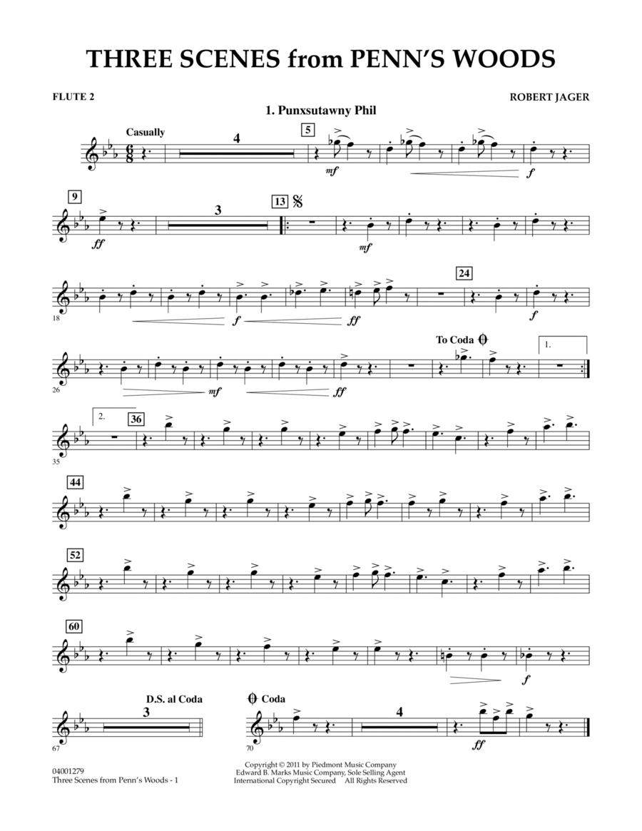 Three Scenes From Penn's Woods - Flute 2 Concert Band scores gallery preview page 1