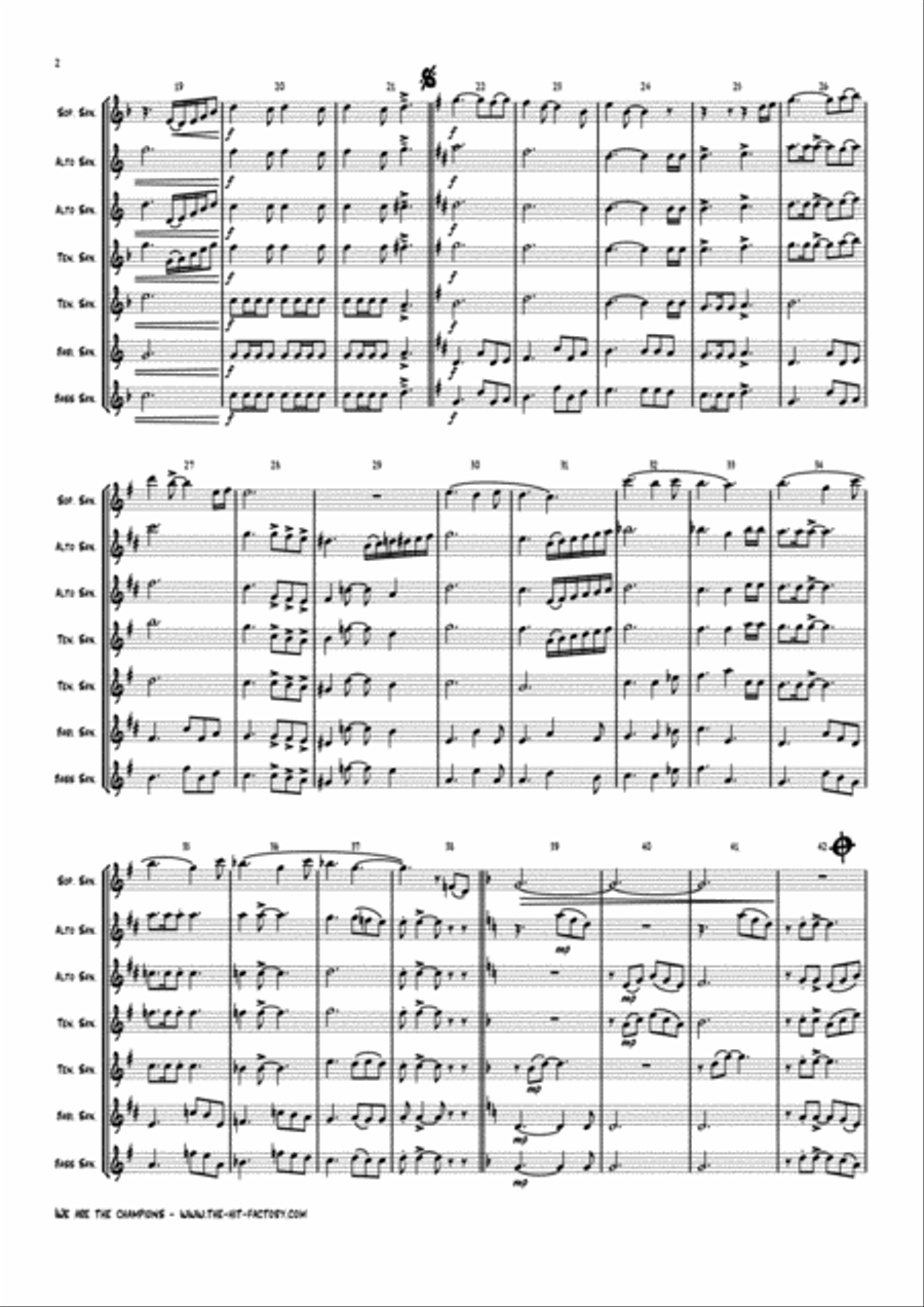 We Are The Champions Saxophone Quintet scores gallery preview page 2