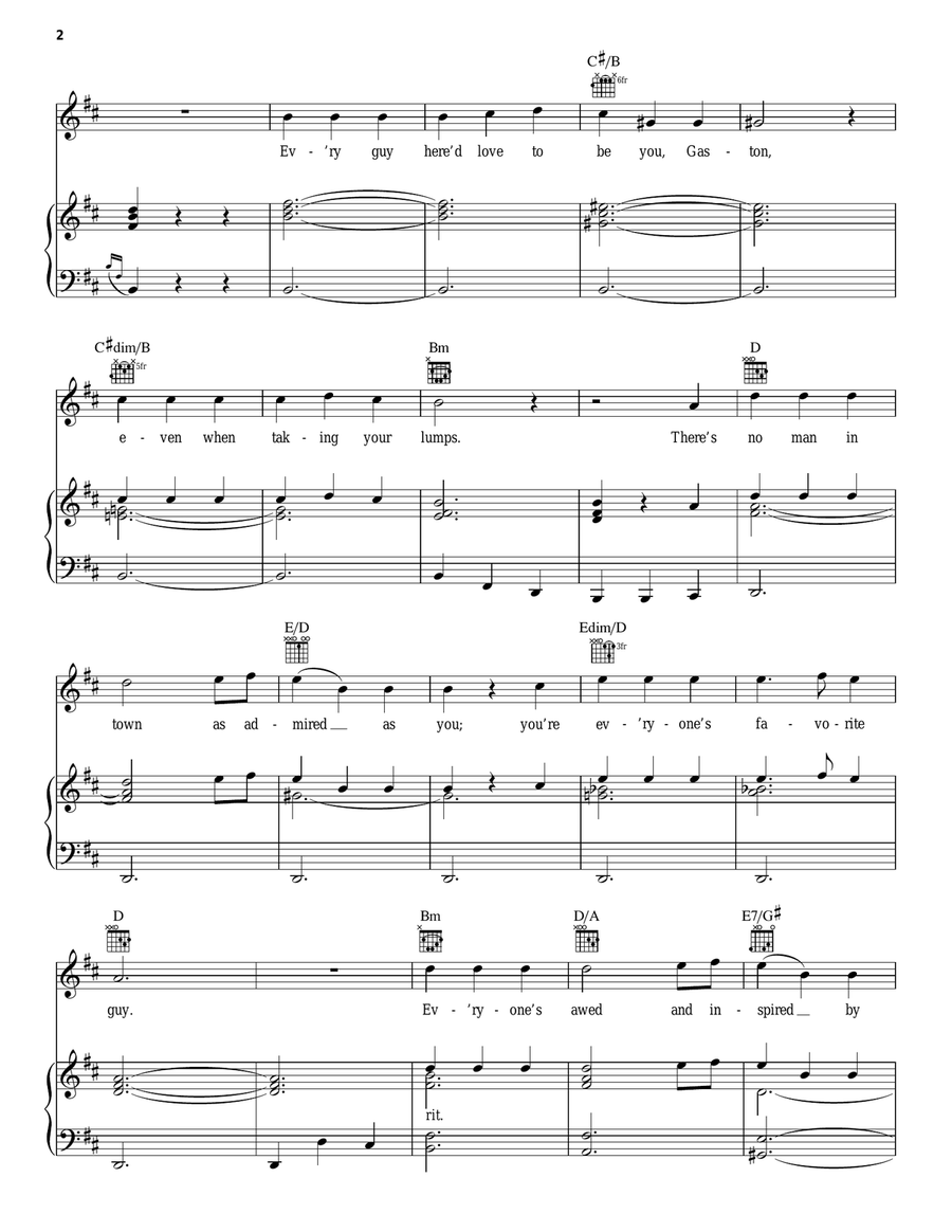 Gaston (from Beauty And The Beast) (2017) Piano, Vocal, Guitar scores gallery preview page 2