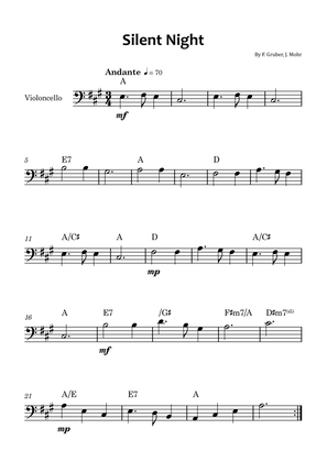 Silent Night - Cello solo with chord symbols
