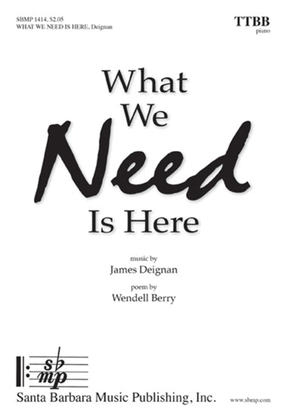 Book cover for What We Need Is Here - TTBB Octavo