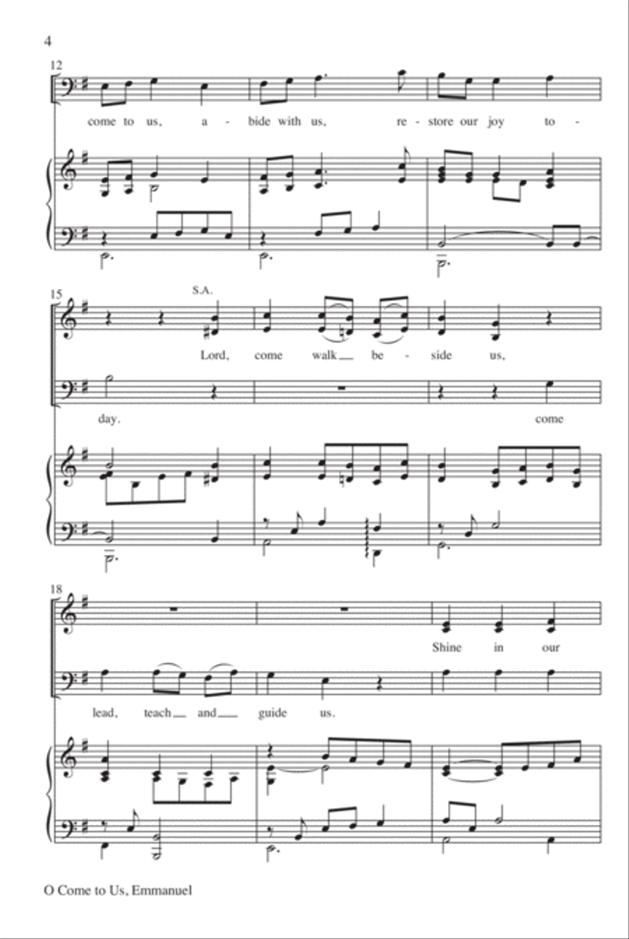 O Come to Us, Emmanuel 3-Part scores gallery preview page 5