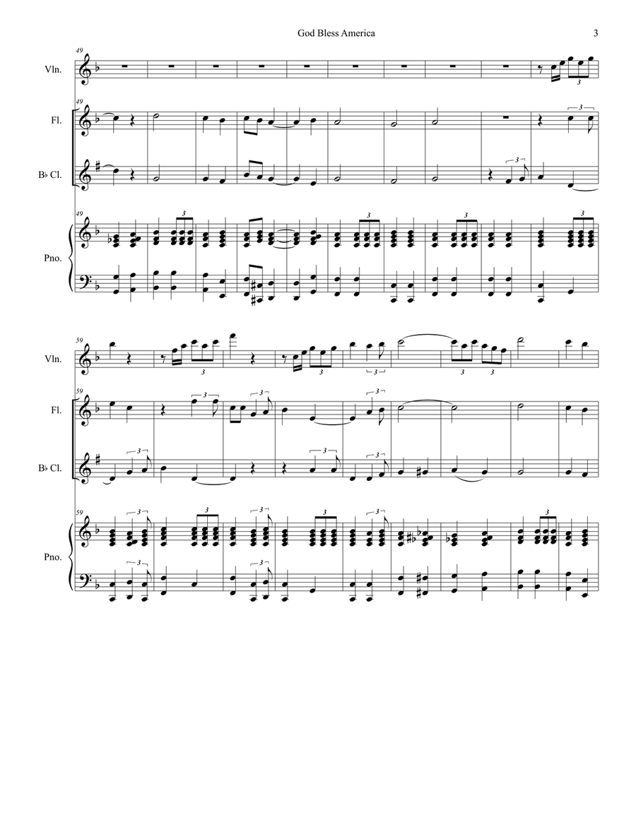 God Bless America God Bless America Woodwind Duet scores gallery preview page 3