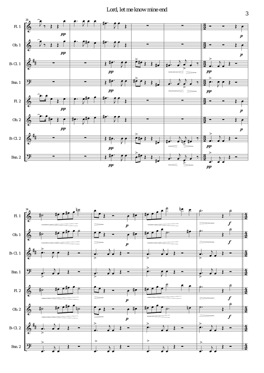 Lord, let me know mine end for wind octet Woodwind Ensemble scores gallery preview page 3