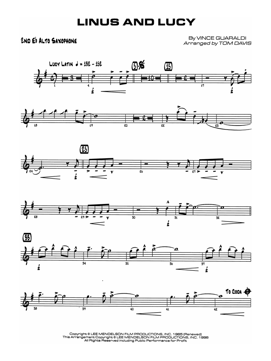 Linus and Lucy: 2nd E-flat Alto Saxophone