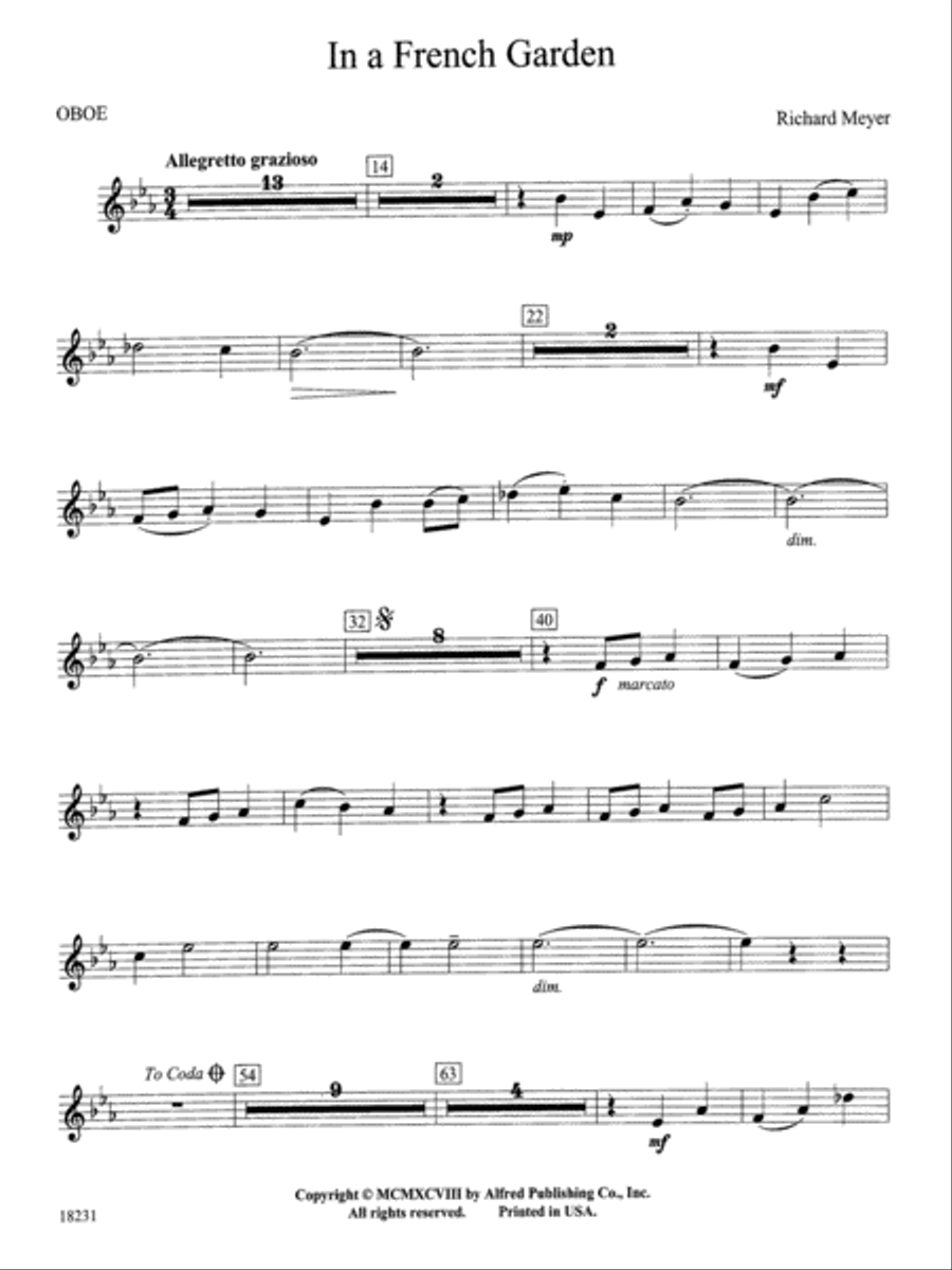 In a French Garden: Oboe In a French Garden: Oboe Concert Band scores gallery preview page 1