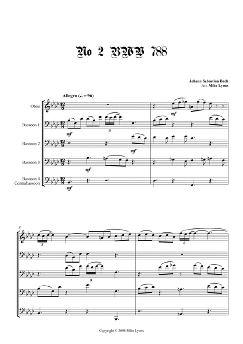 Double Reed Quintet - Four Three-Part Inventions BWV 788, BWV 792, BWV 794 and BWV 799 image number null