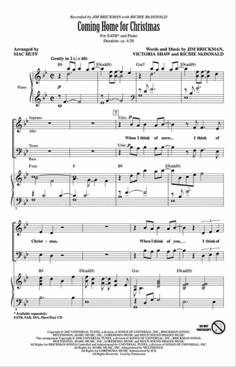 Coming Home for Christmas 4-Part scores gallery preview page 2