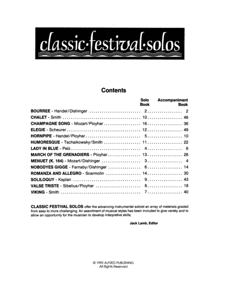 Classic Festival Solos (Horn in F), Volume 1
