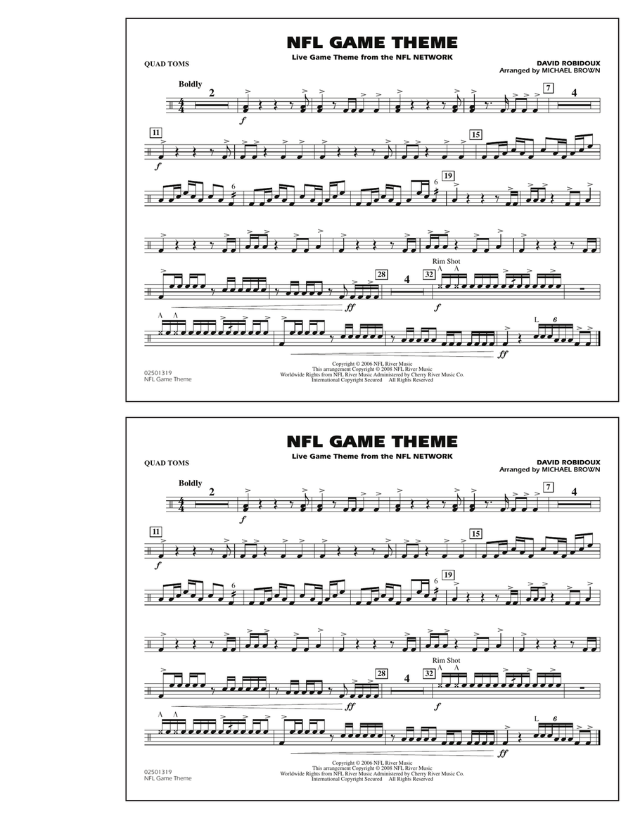 NFL Game Theme - Quad Toms Marching Band scores gallery preview page 1