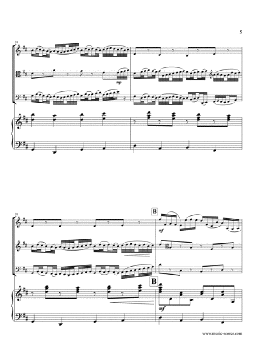 Pachelbel's Canon - String Trio and Piano Piano Quartet scores gallery preview page 5