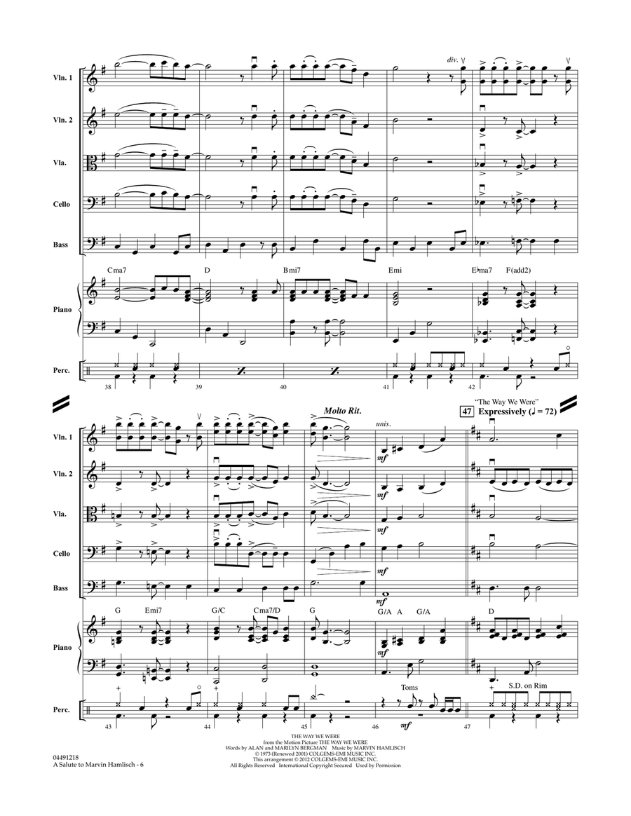 A Salute To Marvin Hamlisch - Conductor Score (Full Score) Orchestra scores gallery preview page 6