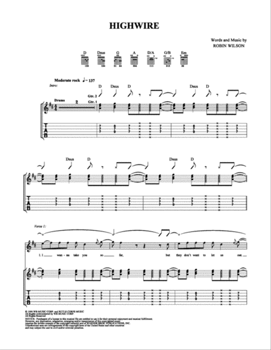 Highwire Highwire Electric Guitar scores gallery preview page 1