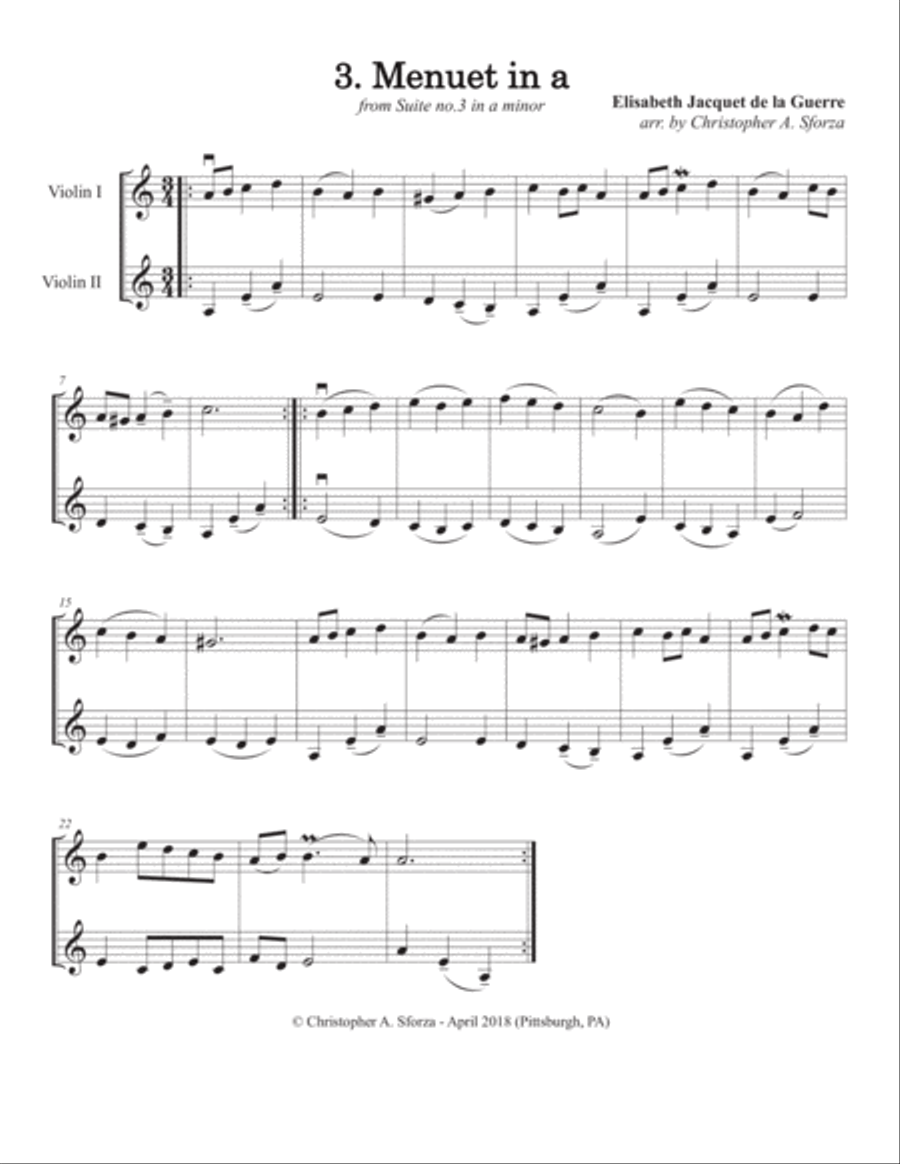 Six Violin Duets after La Guerre String Duet scores gallery preview page 5