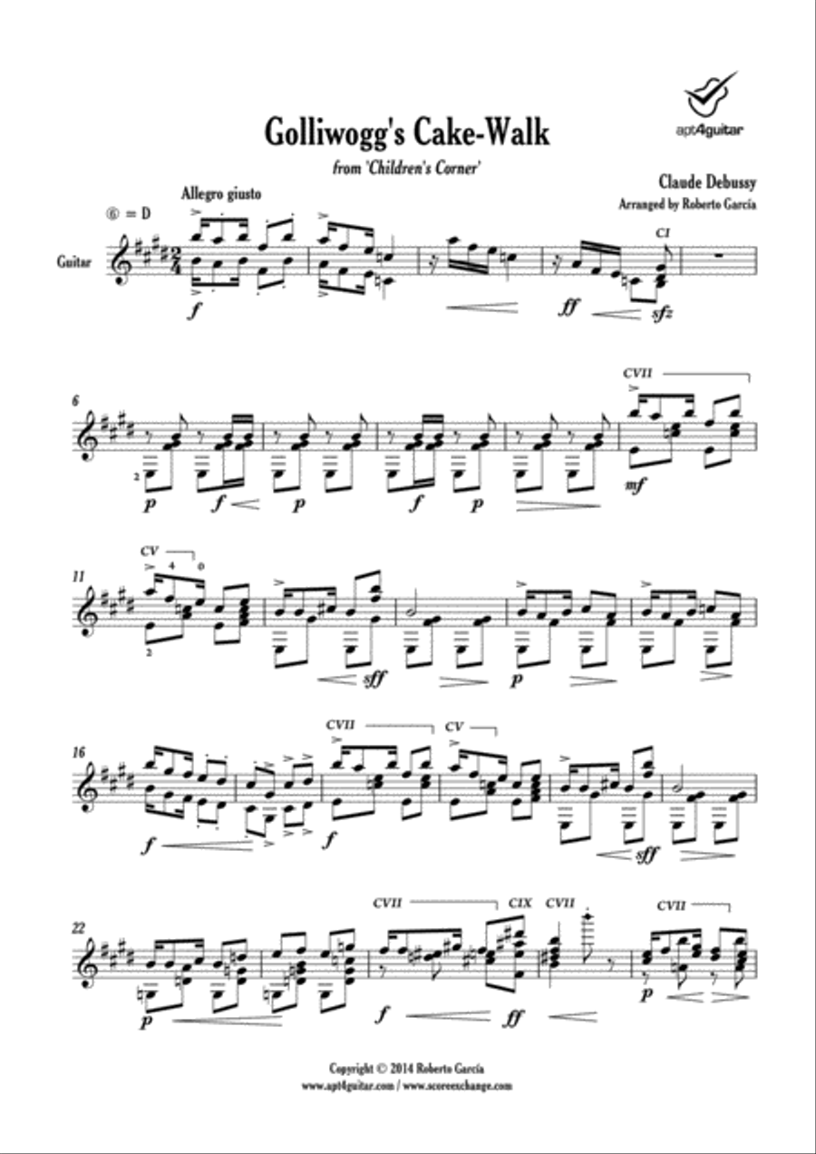 Golliwogg's Cake-Walk Golliwogg's Cake-Walk Classical Guitar scores gallery preview page 2