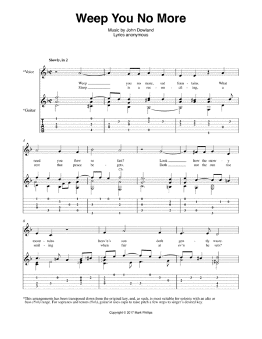 Weep You No More Classical Guitar scores gallery preview page 1