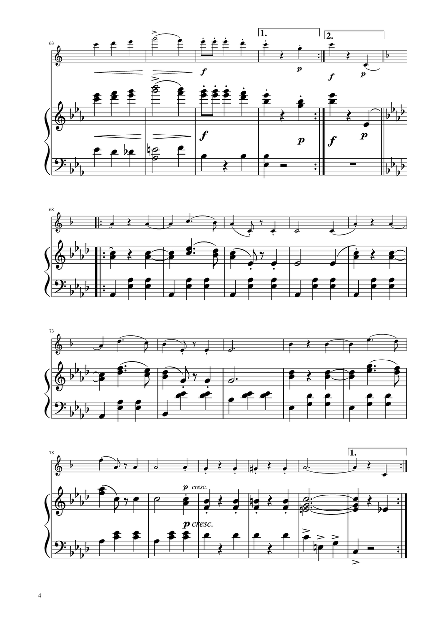 Blue Danube Walzt - Baritone Sax Solo w/ Piano Baritone Saxophone scores gallery preview page 4