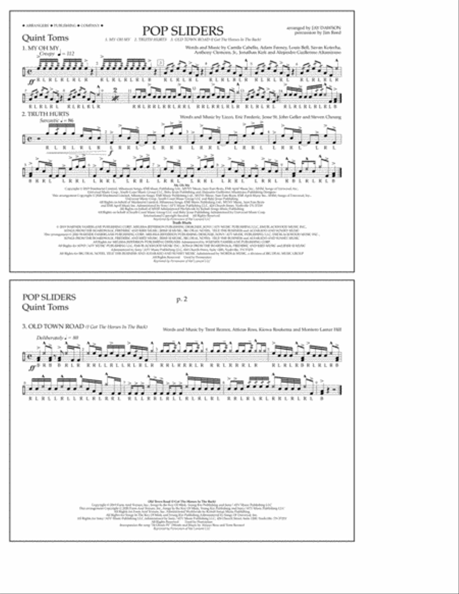 Pop Sliders - Quint-Toms Pop Sliders - Quint-Toms Marching Band scores gallery preview page 1