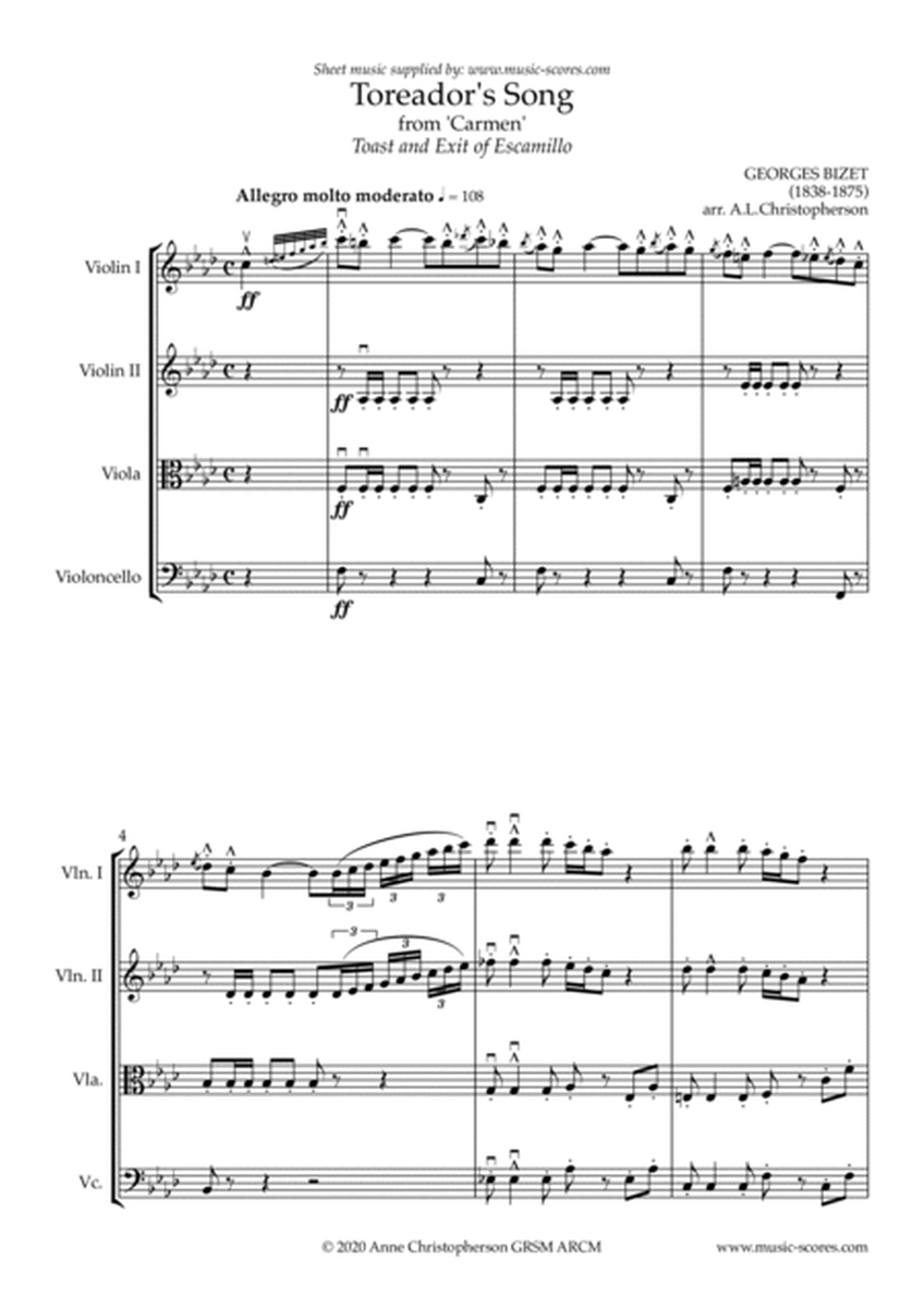The Toreador Song from Carmen - (long version) - String Quartet image number null