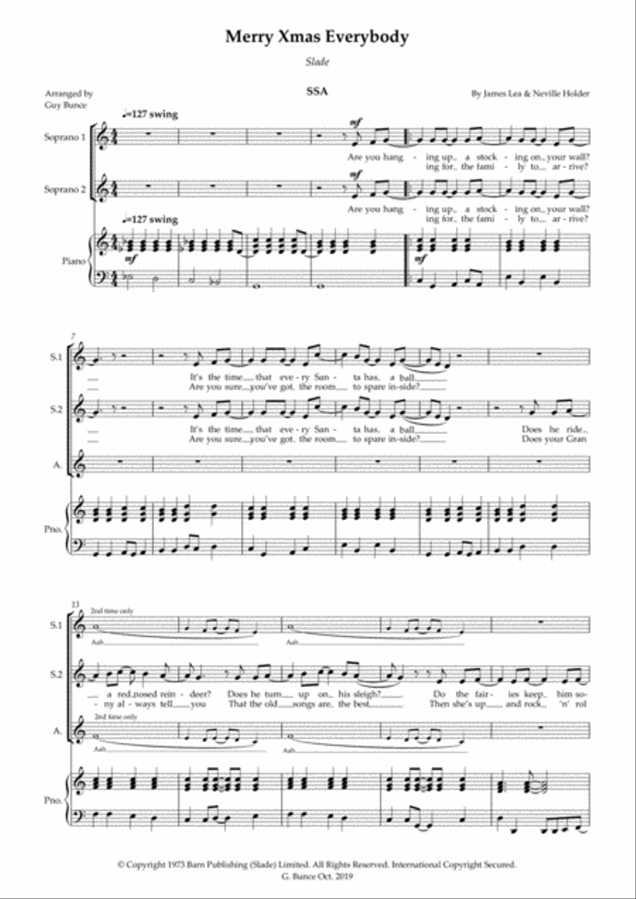 Merry Xmas Everybody Merry Xmas Everybody SSA scores gallery preview page 1