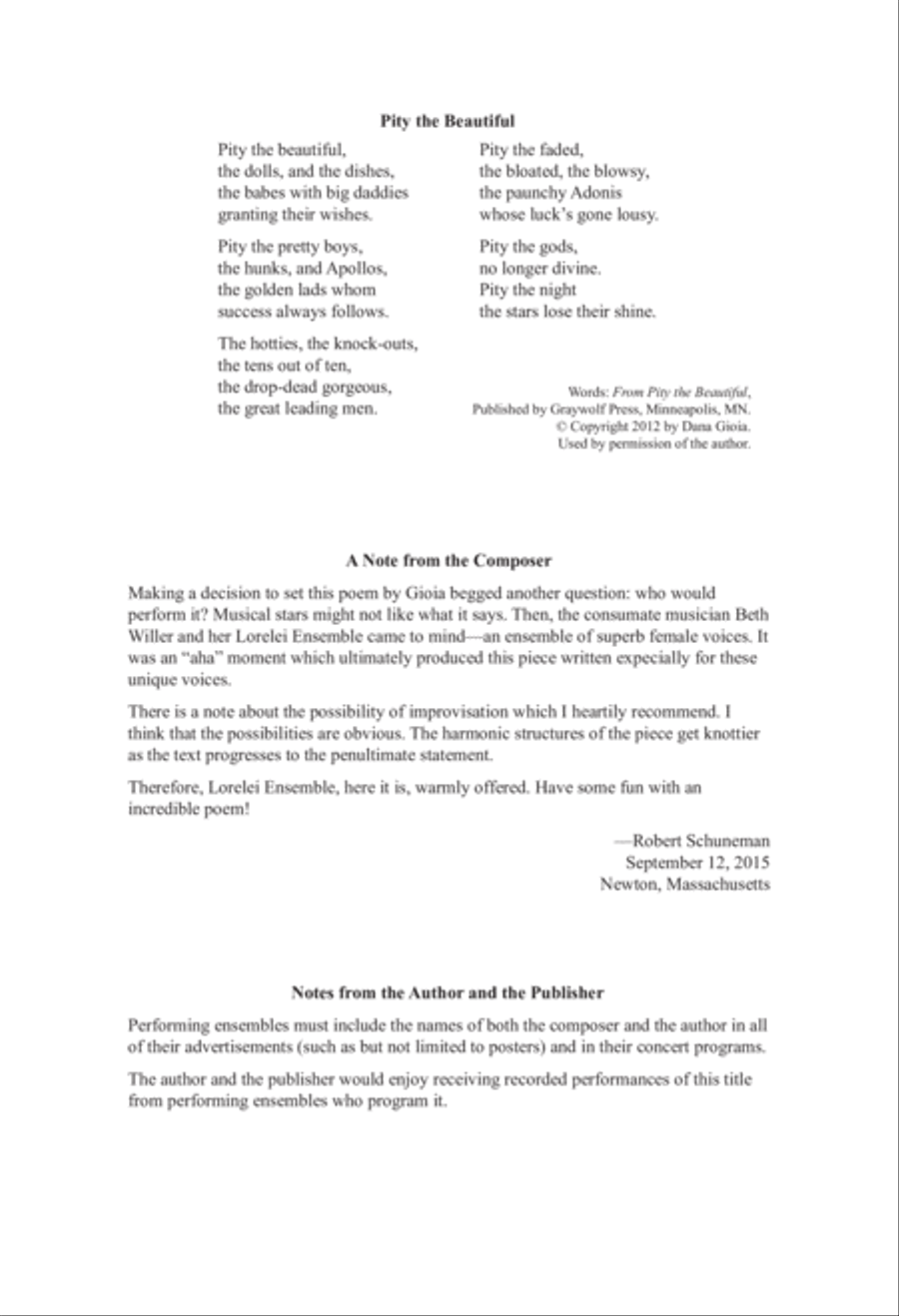 Pity the Beautiful A Cappella scores gallery preview page 2