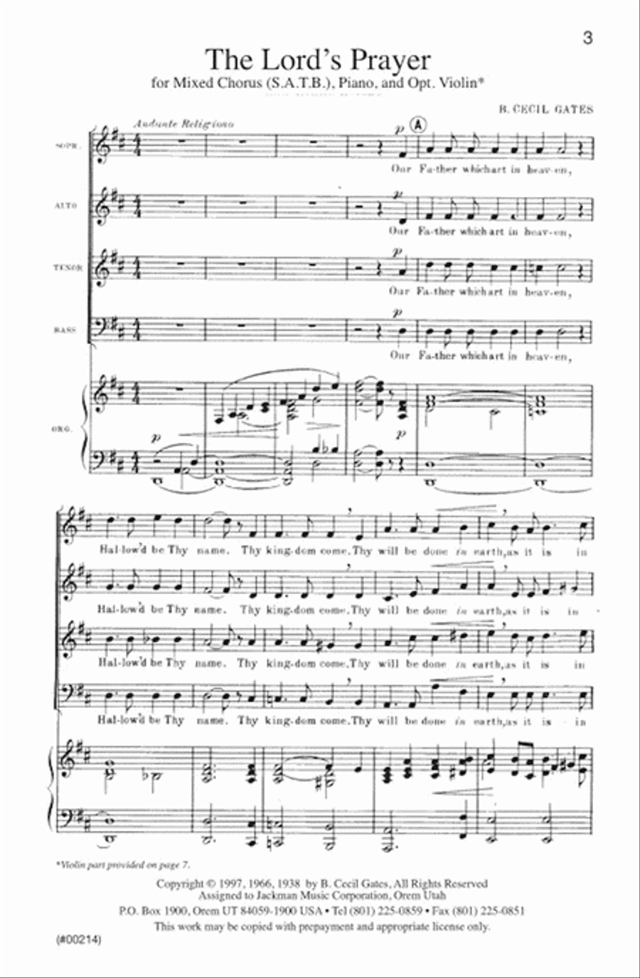 The Lord's Prayer - SATB - Gates 4-Part scores gallery preview page 2