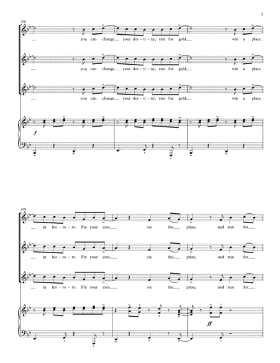 A Sporting Chance Unison Choir scores gallery preview page 5