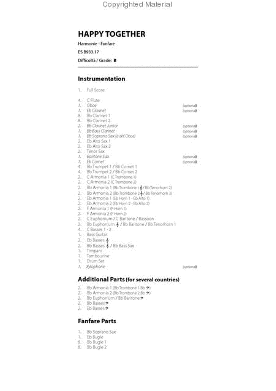 Happy Together Concert Band scores gallery preview page 2