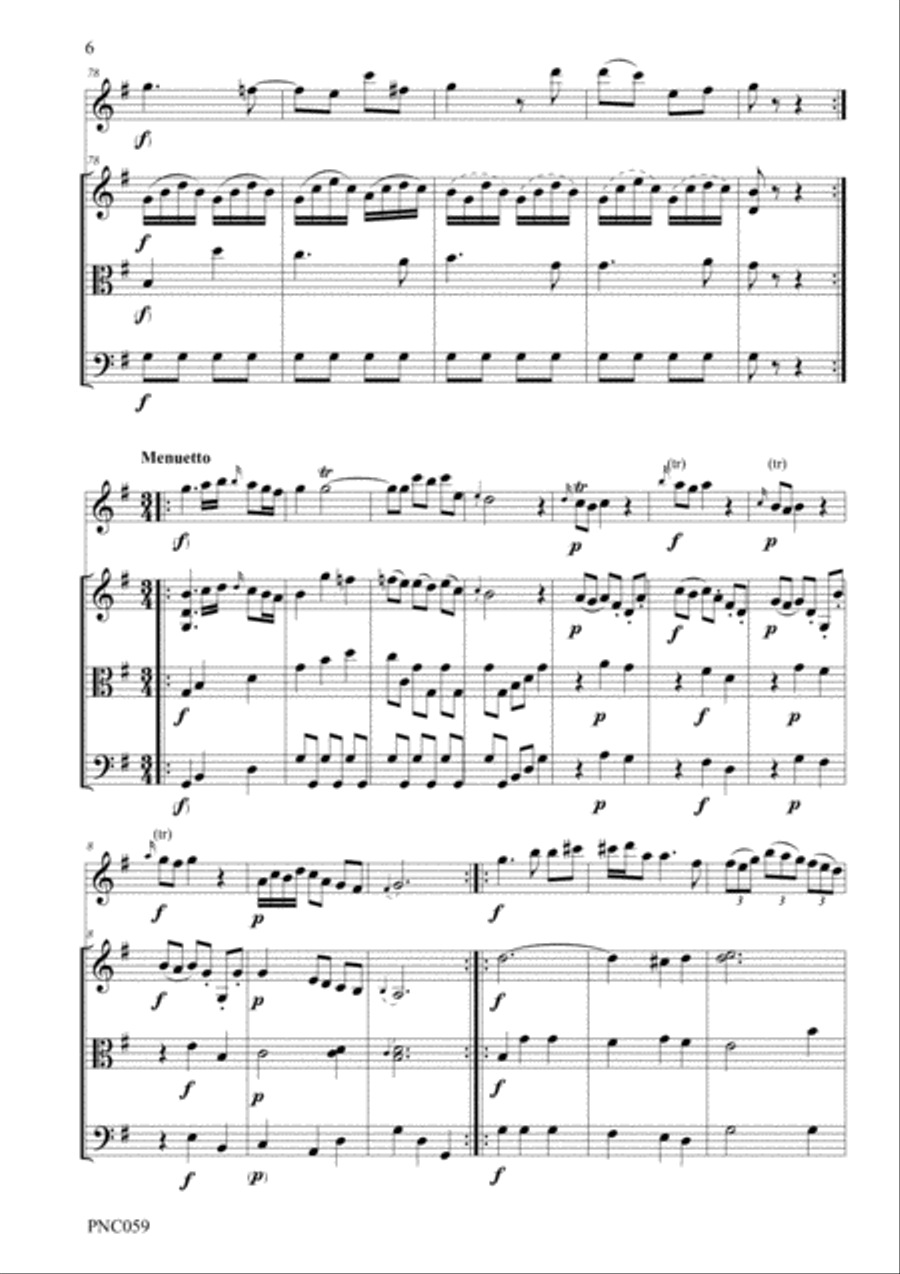 HAYDN QUARTETTO No. 2 in G MAJOR Hob II: G4 for flute & strings Small Ensemble scores gallery preview page 6