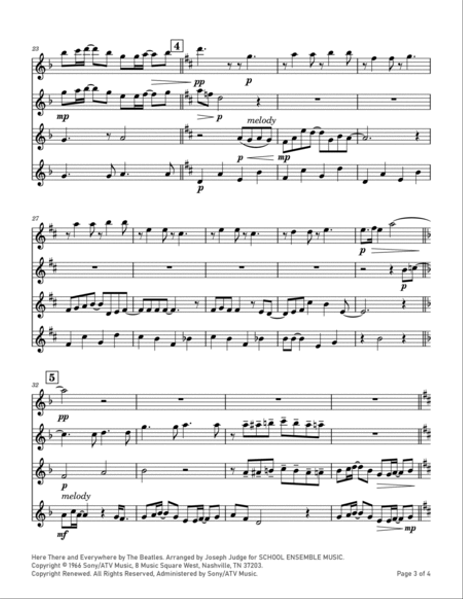 Here, There And Everywhere Clarinet Quartet scores gallery preview page 3