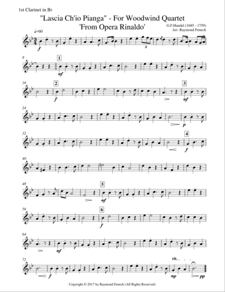 Lascia Ch'io Pianga - From Opera 'Rinaldo' (For Woodwind Quartet) Woodwind Quartet scores gallery preview page 5