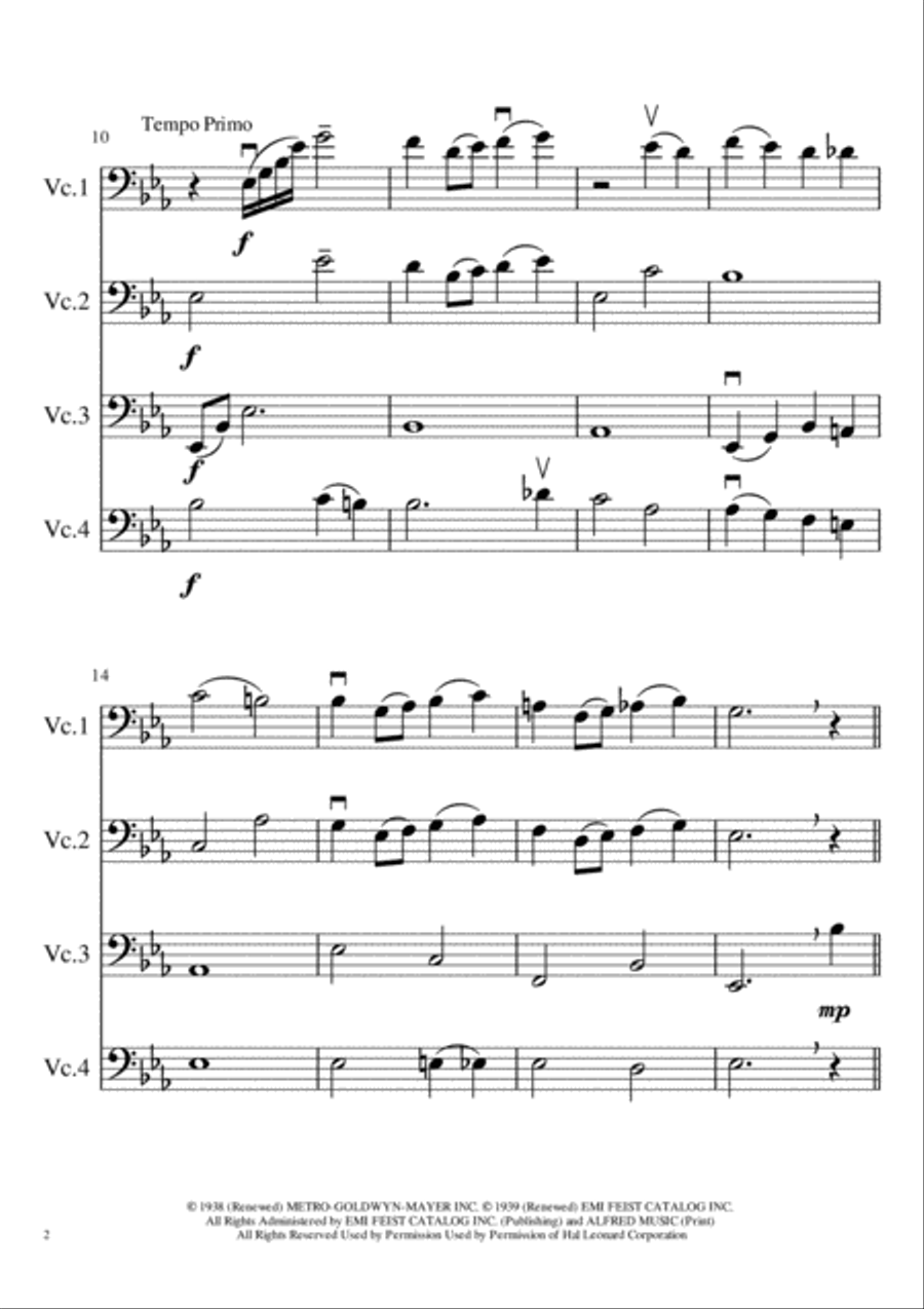 Over The Rainbow (from The Wizard Of Oz) Cello Solo scores gallery preview page 2