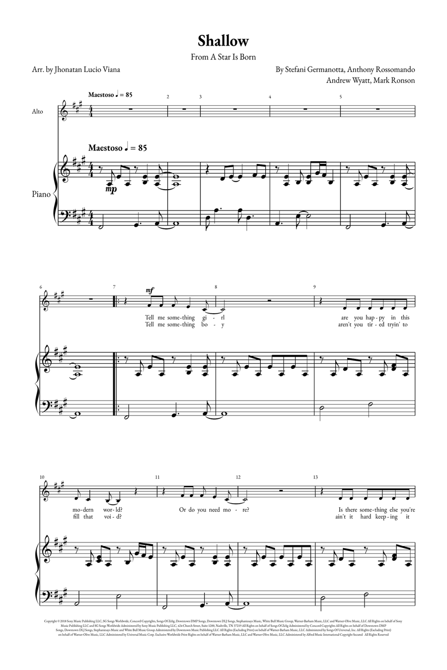 Shallow A Cappella scores gallery preview page 1